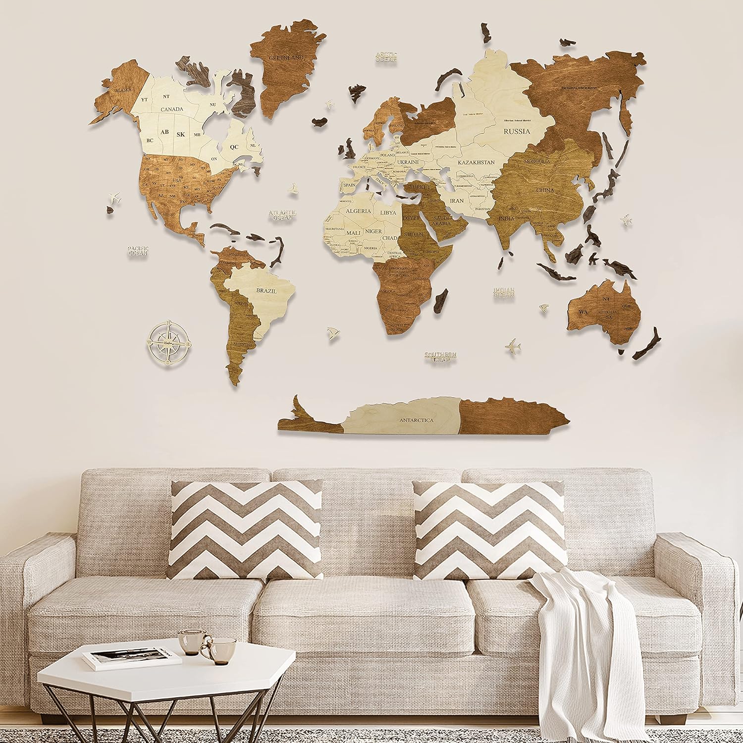 World Map Push Pin 3D Wood World Map Wooden Wall Decor Wood Map Anniversary Gift For Boyfriend Rustic Wall Decor Wall Art For Home & Kitchen Wall Art For Office M, Blank map